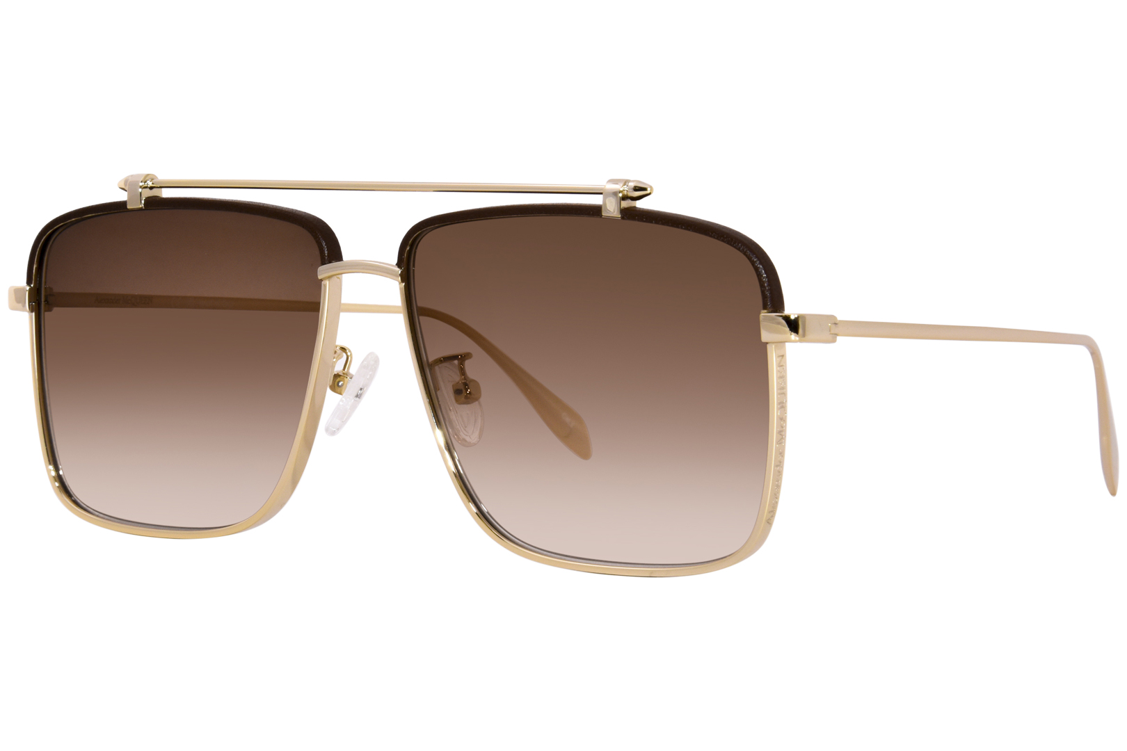 Alexander McQueen AM0336S 002 Sunglasses Gold/Brown Gradient