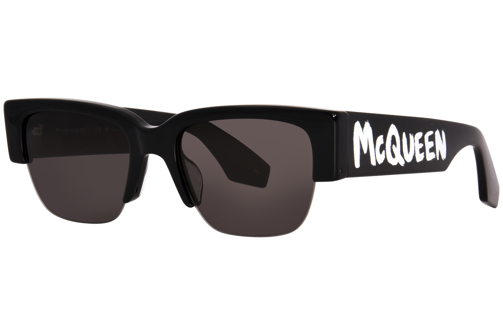 Alexander McQueen AM0405S 001 Sunglasses Black/Grey Square