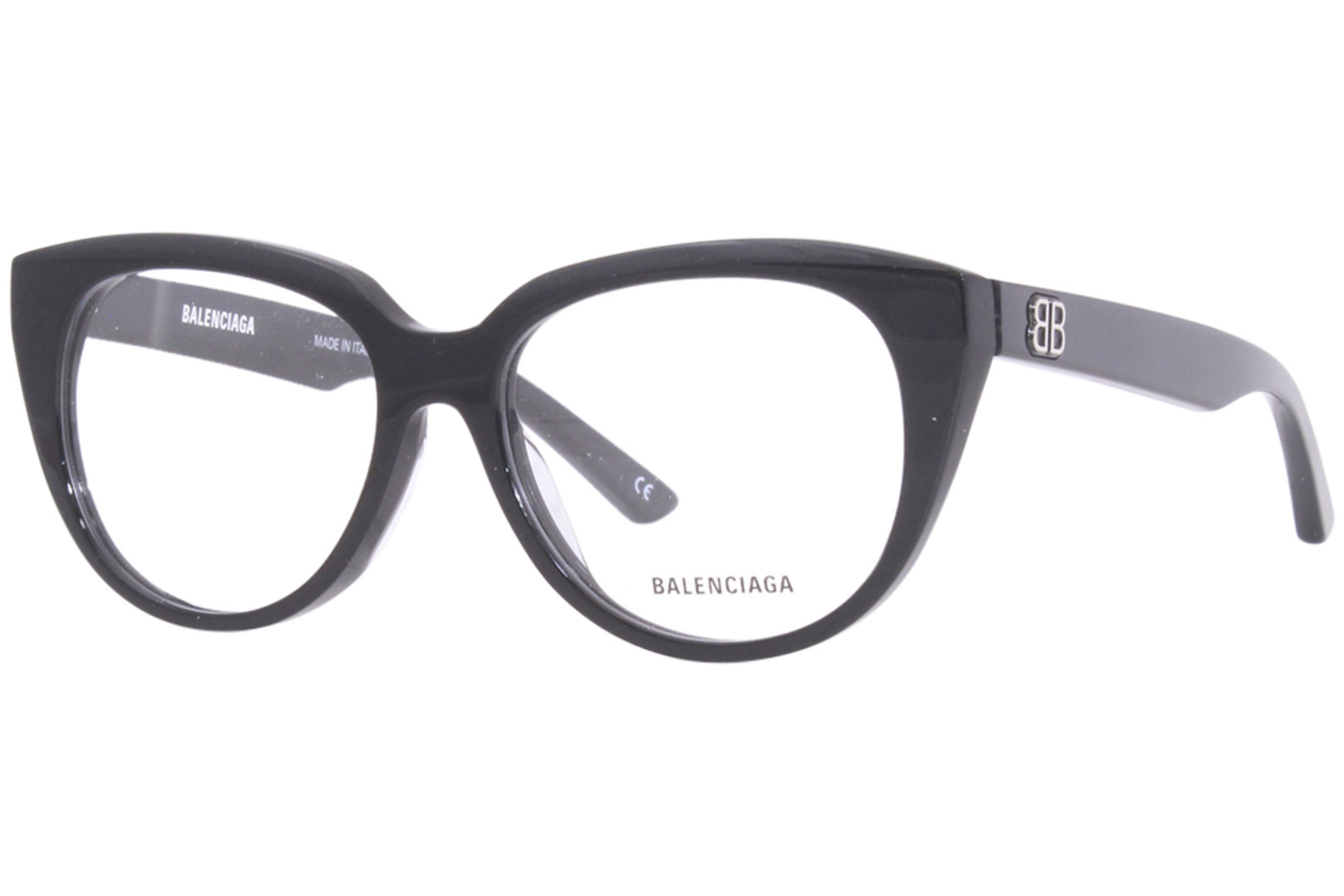 Balenciaga BB0131O 001 Eyeglasses Women's Black Full Rim Round Shape 53 ...