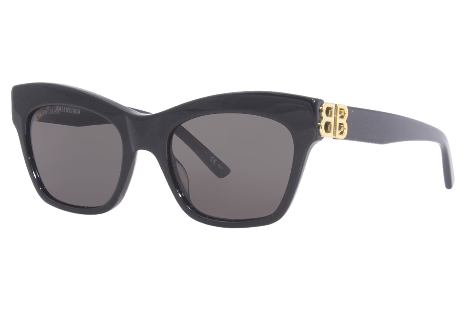 サングラス BALENCIAGA Woman Sunglasses Black BB0132S 001 Balenciaga BB0132S 001 Sunglasses Women's Black/Gold/Grey 53