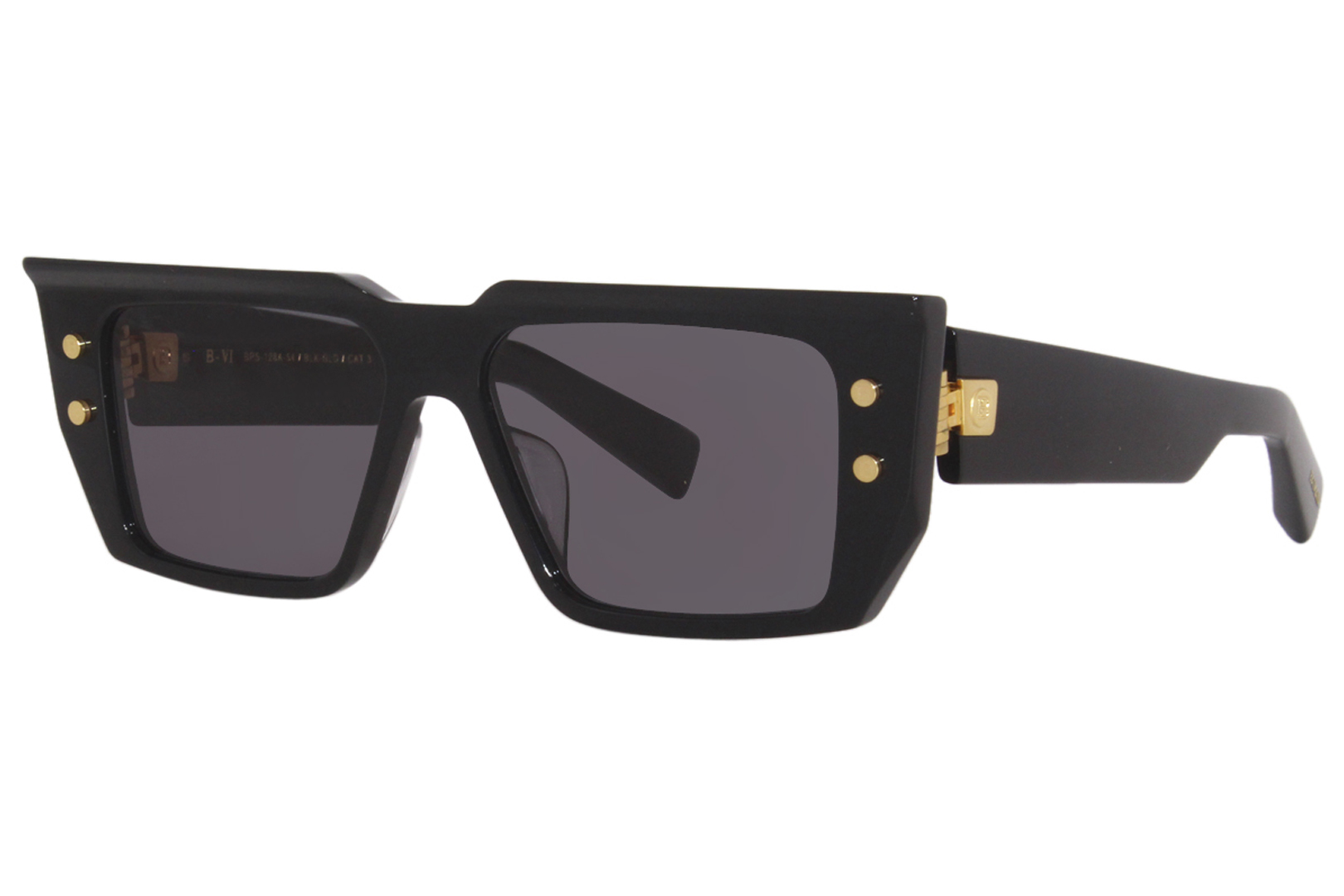 Balmain B-VI BPS-128A Sunglasses Black/Gold/Grey Square