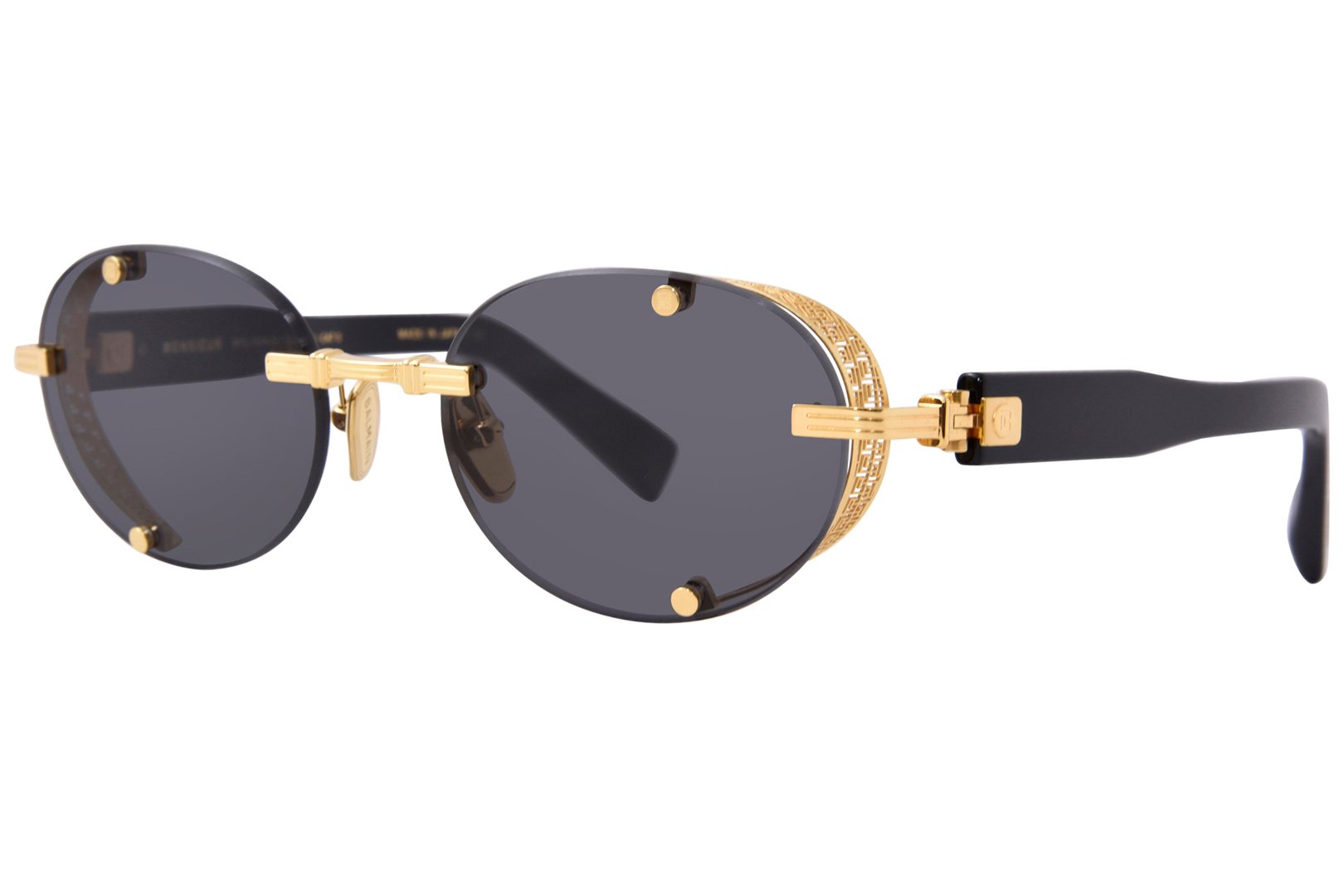 BALMAIN ムッシュ ラウントフレム サンクラス BPS153A53 153A Balmain Monsieur BPS153-A Sunglasses Gold/Black Oval Shape