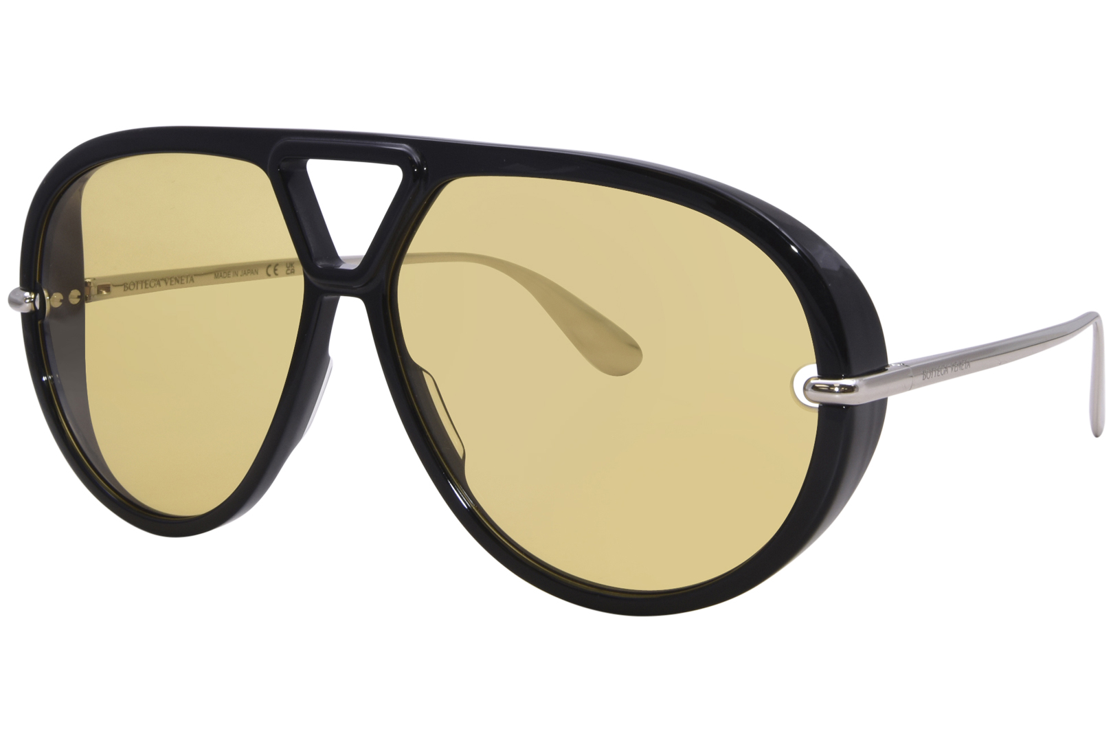 Bottega Veneta BV1274S 002 Sunglasses Black/Silver/Yellow