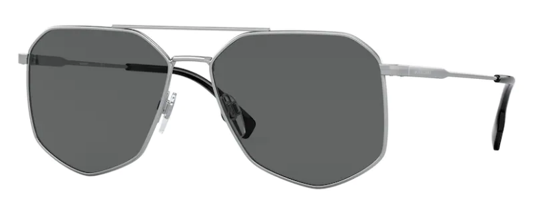 Burberry Ozwald BE3139 100587 Sunglasses Men's Silver/Dark Grey Lens 58 ...