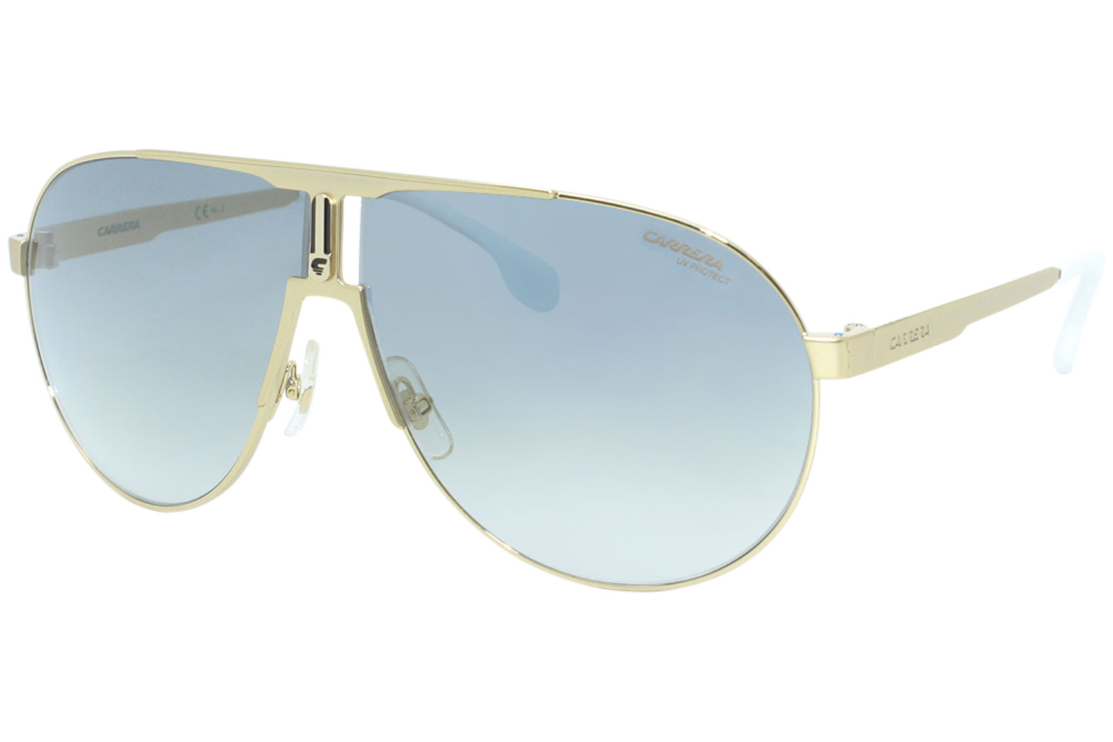 Carrera 1005/S J5GEZ Sunglasses Men's Gold-White/Blue Lenses Pilot 66mm