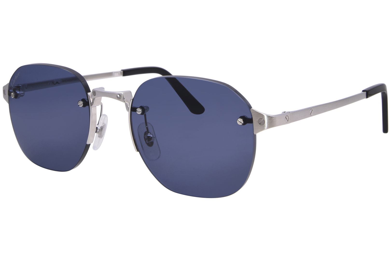 サングラス Cartier Cartier - CT0074S - 004 silver silver grey Cartier CT0474/S Silver Frame Green Lens Rectangular