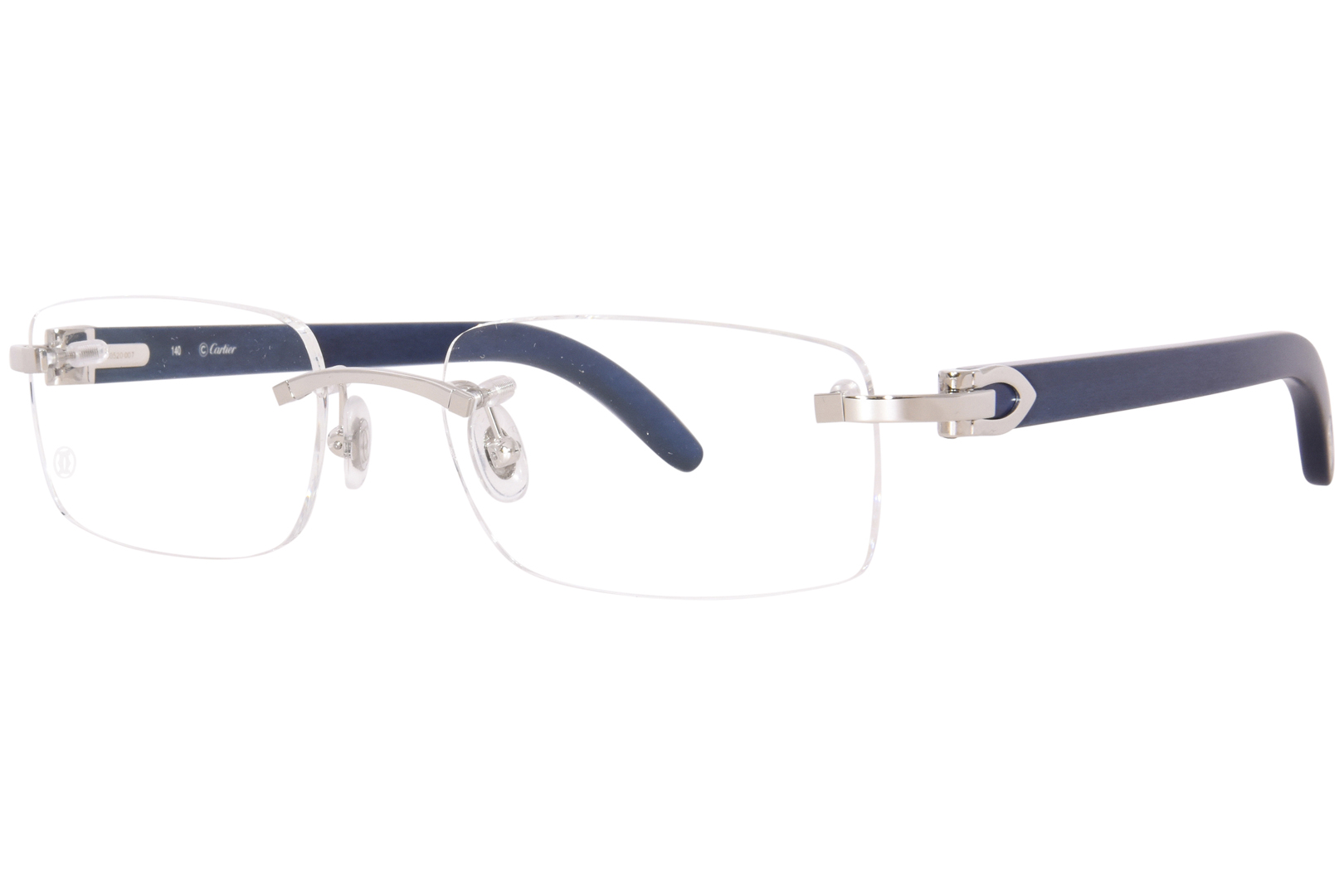Cartier Exception CT0052O 007 Eyeglasses Silver/Blue Wood
