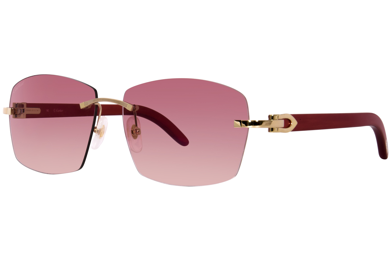 Cartier CT0039RS 001 Sunglasses Wood Gold/Red 58-15-140 | EyeSpecs.com