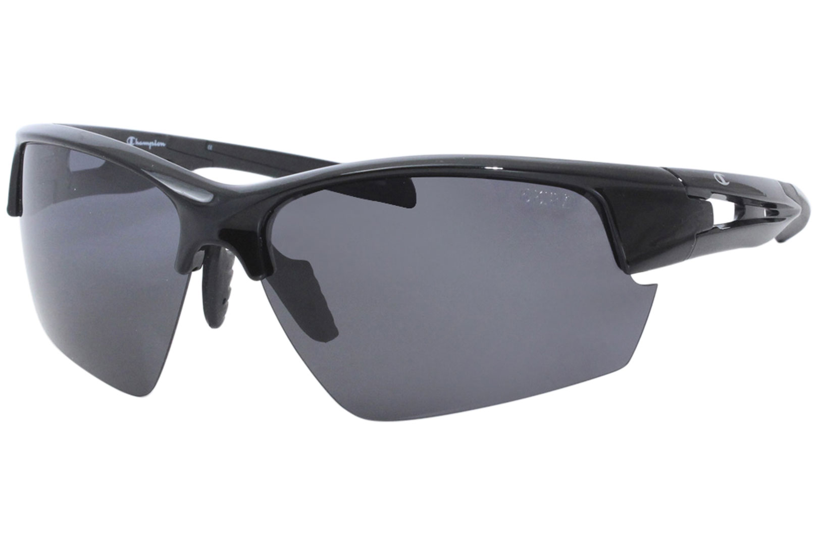 Champion CU5100 C02 Sunglasses Men s Shiny Black Grey Polarized Lenses Wrap 72mm