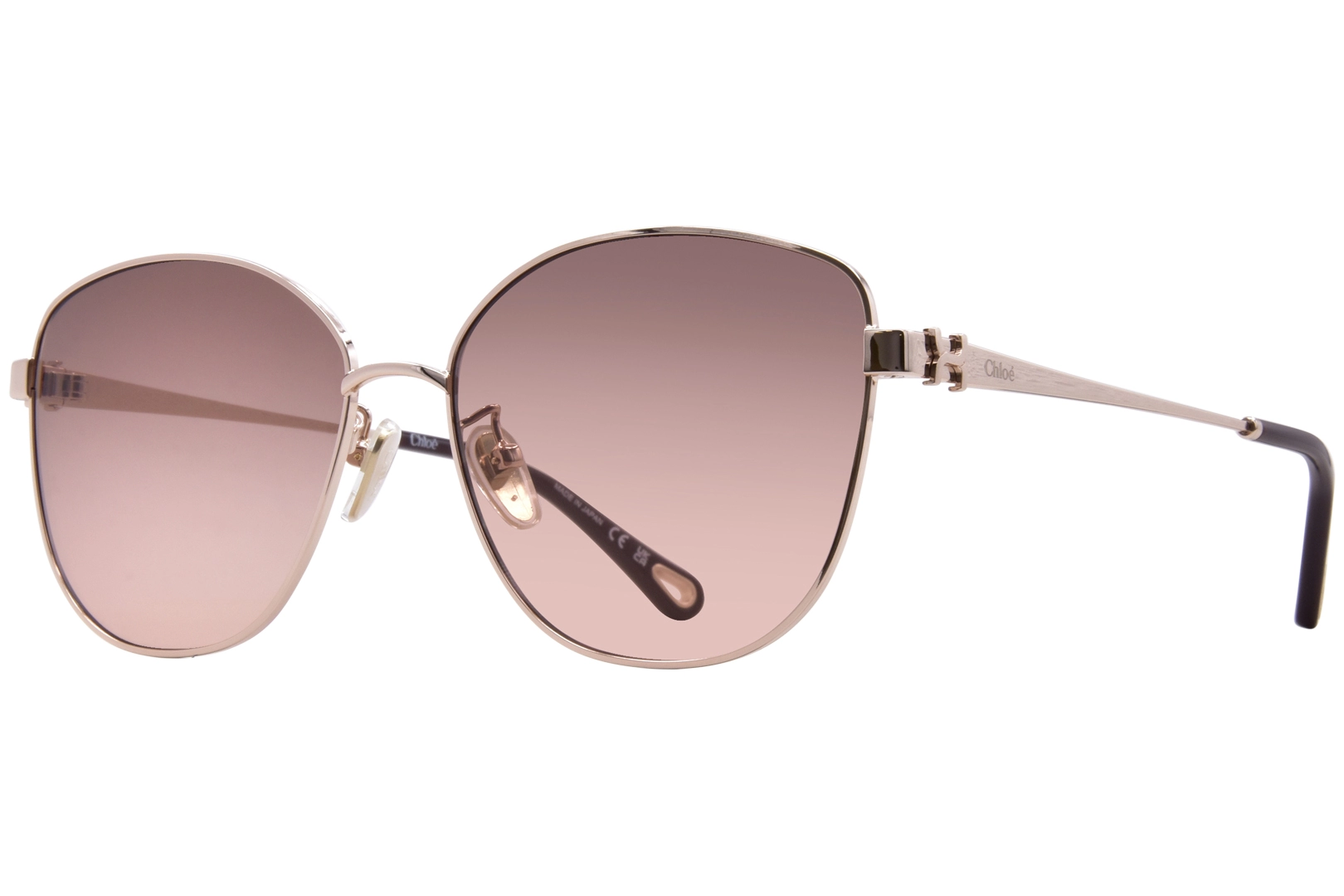 サングラス CHLOE Woman Sunglasses Gold CH0306SK 002 Chloe CH0306SK 002 Sunglasses Women's Gold/Brown Rectangle