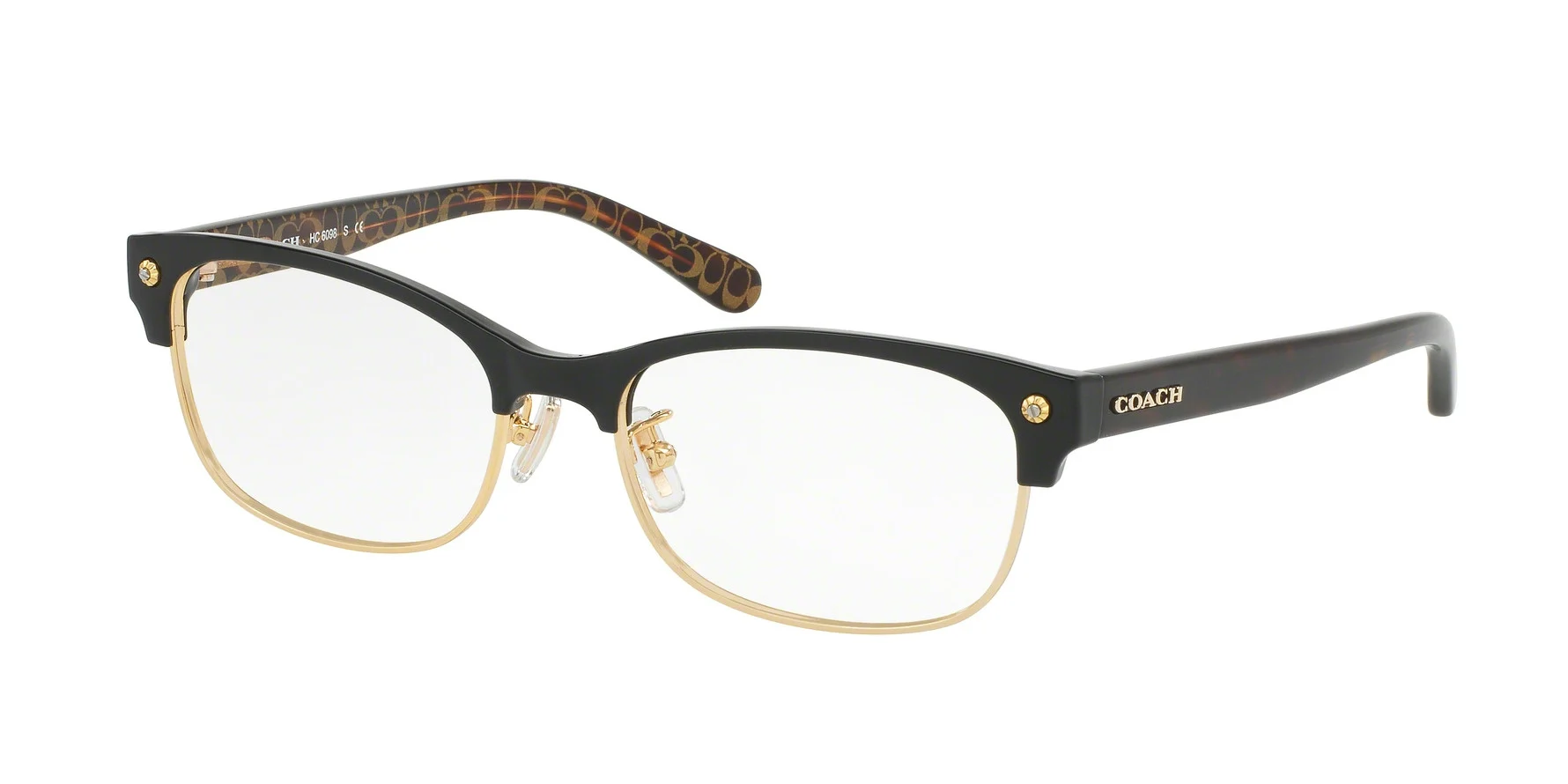 Coach Eyeglasses Women's HC6098 5432 Black/Light Gold 53-17-135mm |  