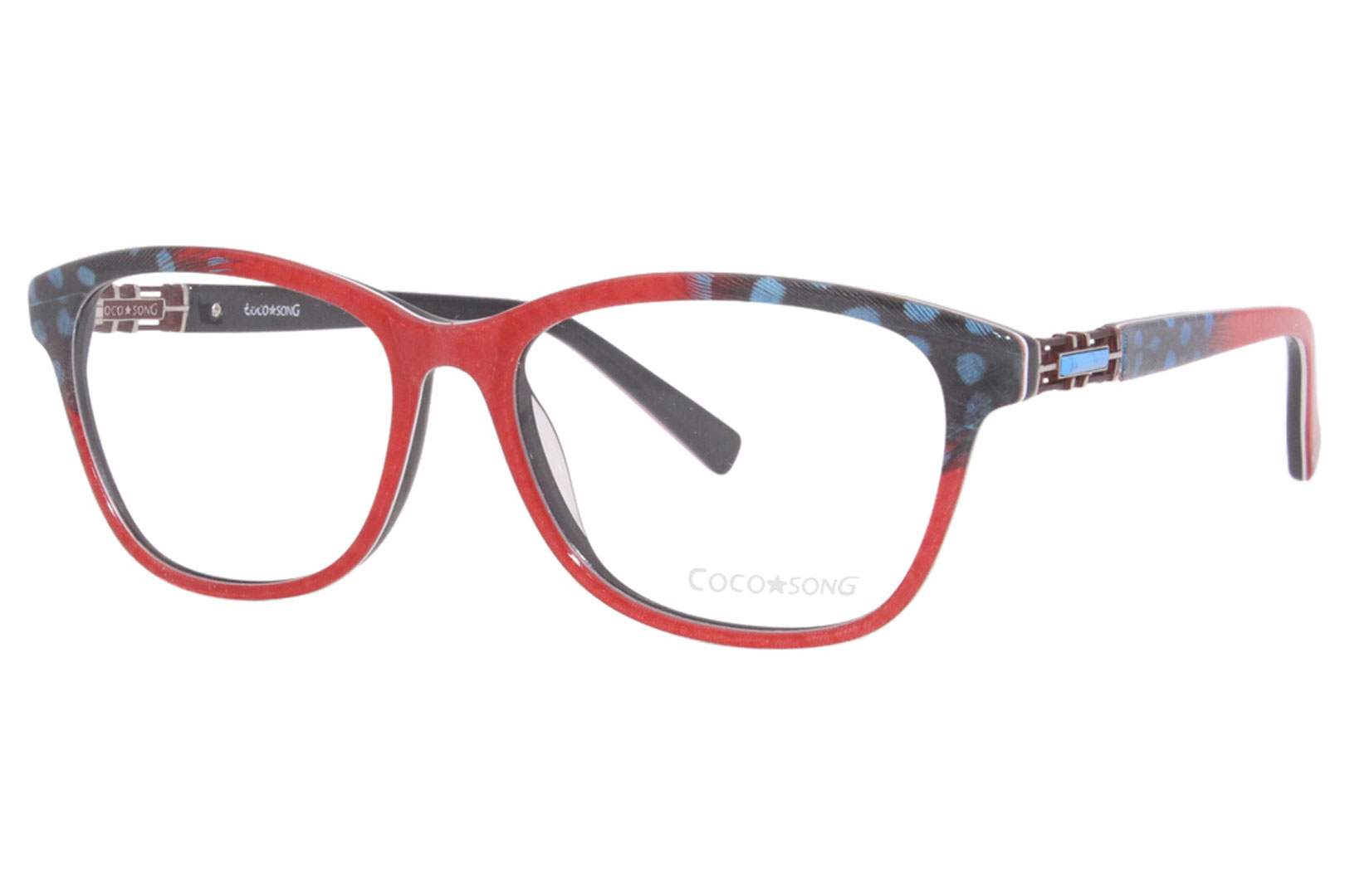 Coco Song Eyeglasses Frame Women's Something New CV208 02 Red/Black 54 16 140 - Lens-54 Bridge-16 Temple-140mm
