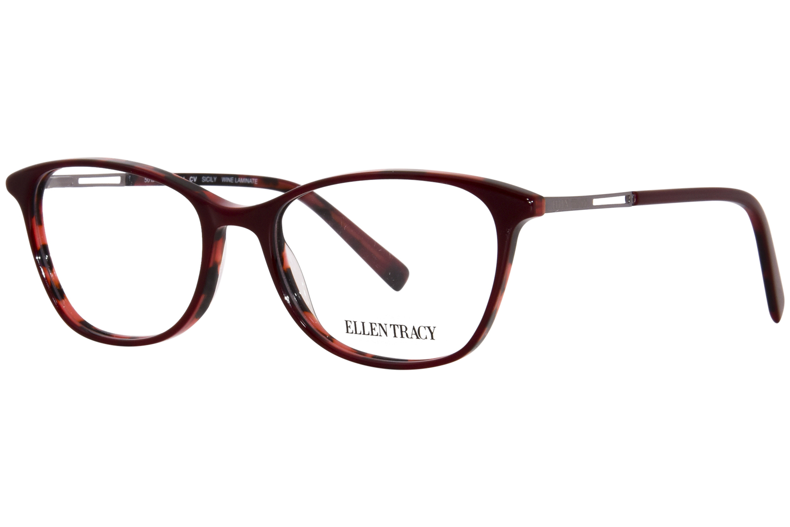 Ellen Tracy Sicily Eyeglasses Women's Wine Laminate Full Rim 50-16-135 |  EyeSpecs.com