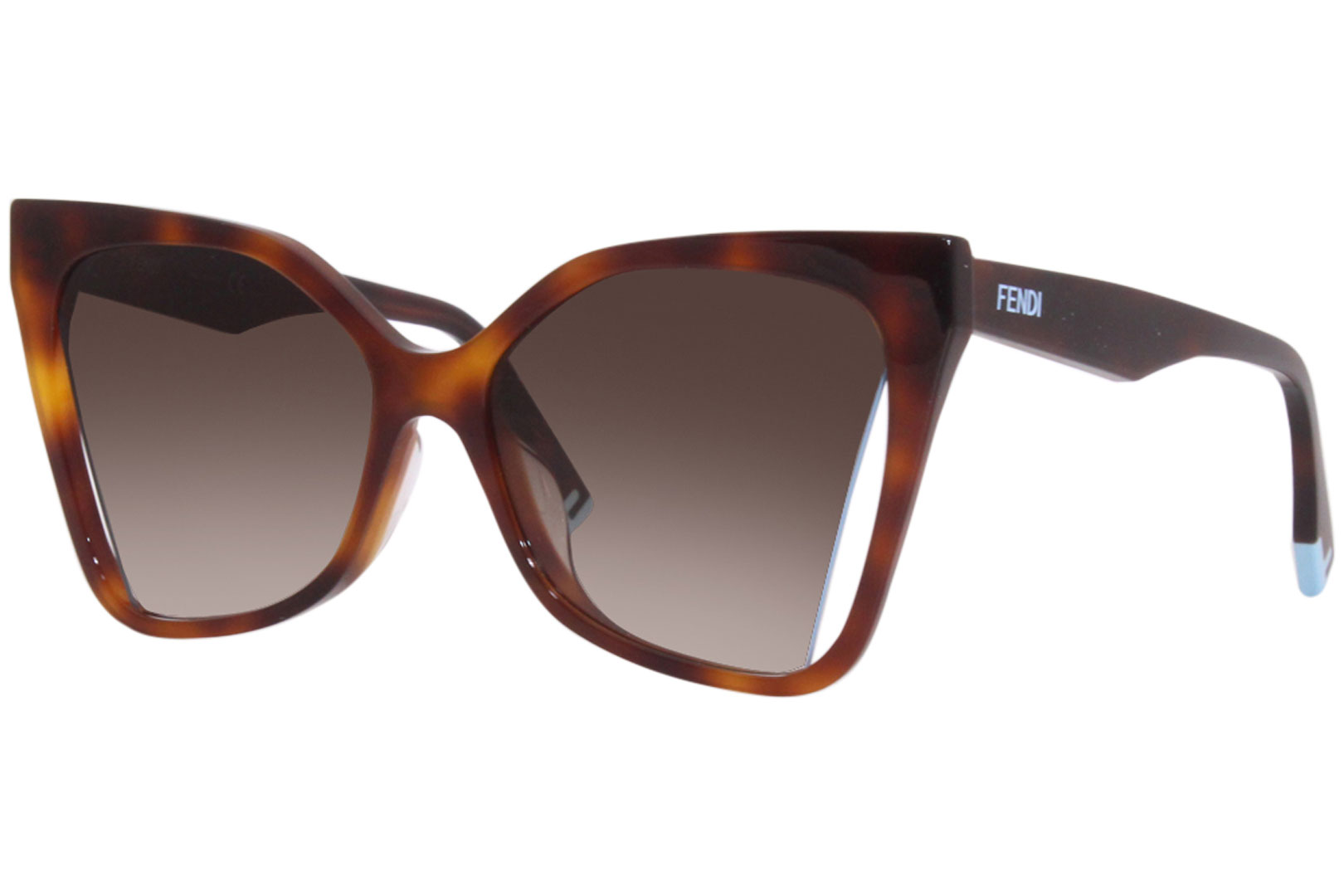 Fendi FE40010U 53F Sunglasses Women's Havana/Brown Butterfly