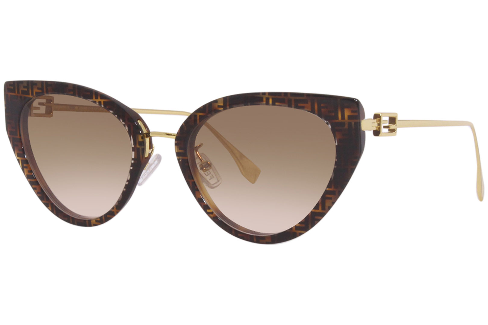 Fendi FE40014U 55F Sunglasses Women's Shiny Havana/Brown