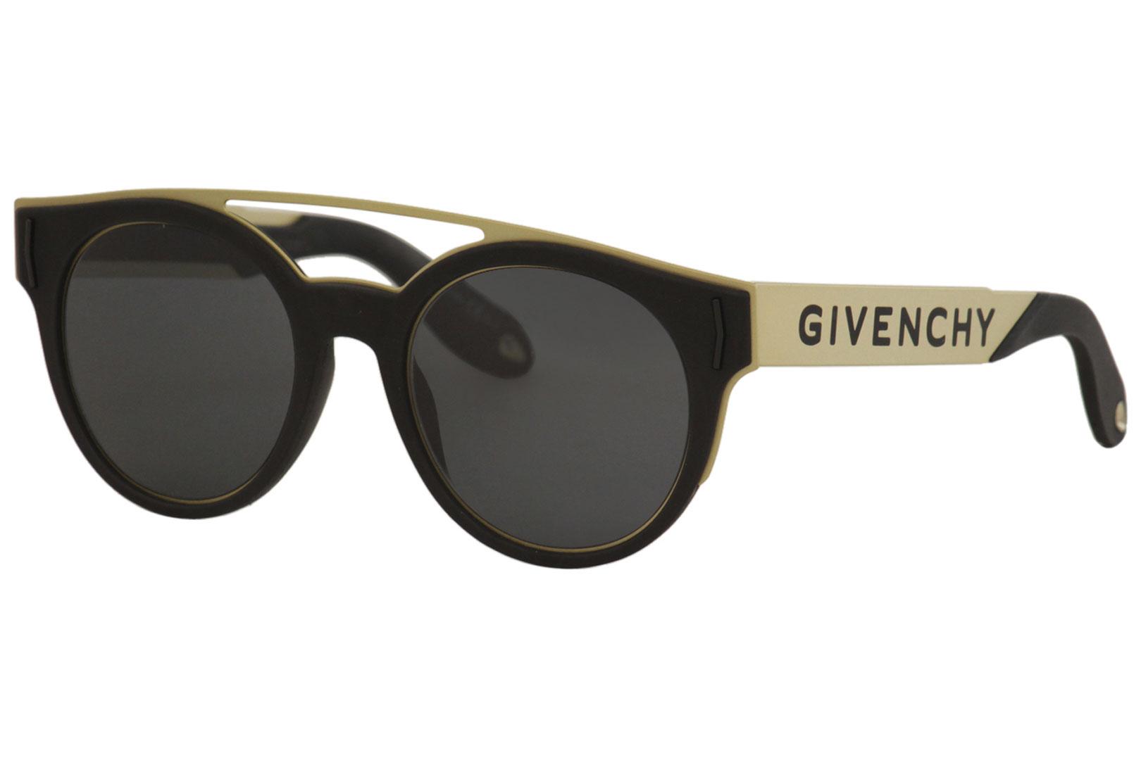 Givenchy Women's GV 7017NS 7017/N/S 2M2IR Matte Black/Gold Round Sunglasses  50mm 