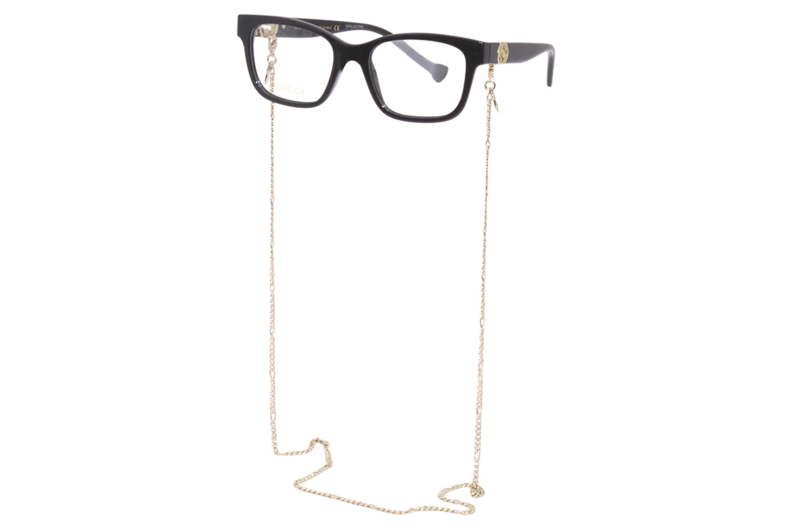 Gucci Eyeglasses Frame Women's GG1025O 003 Black/Gold Chain Necklace  51-18-140 