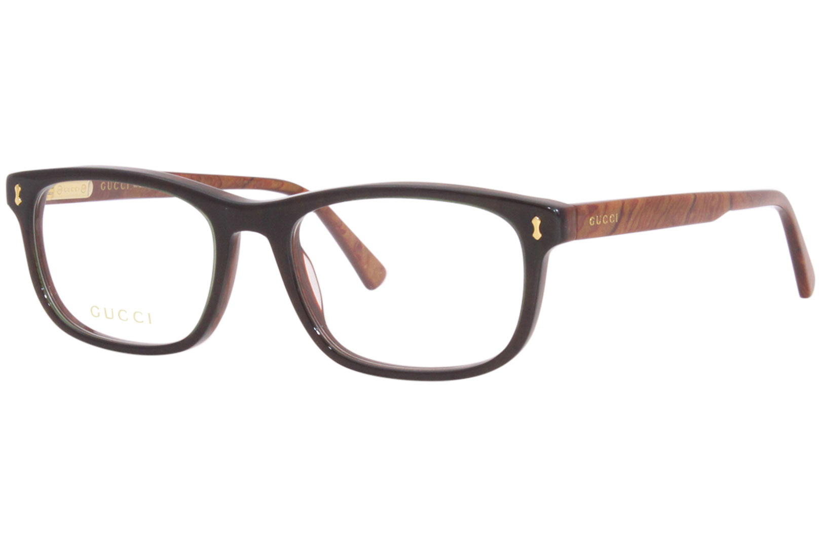 Gucci GG1046O 006 Eyeglasses Men's Brown Full Rim Rectangle Shape