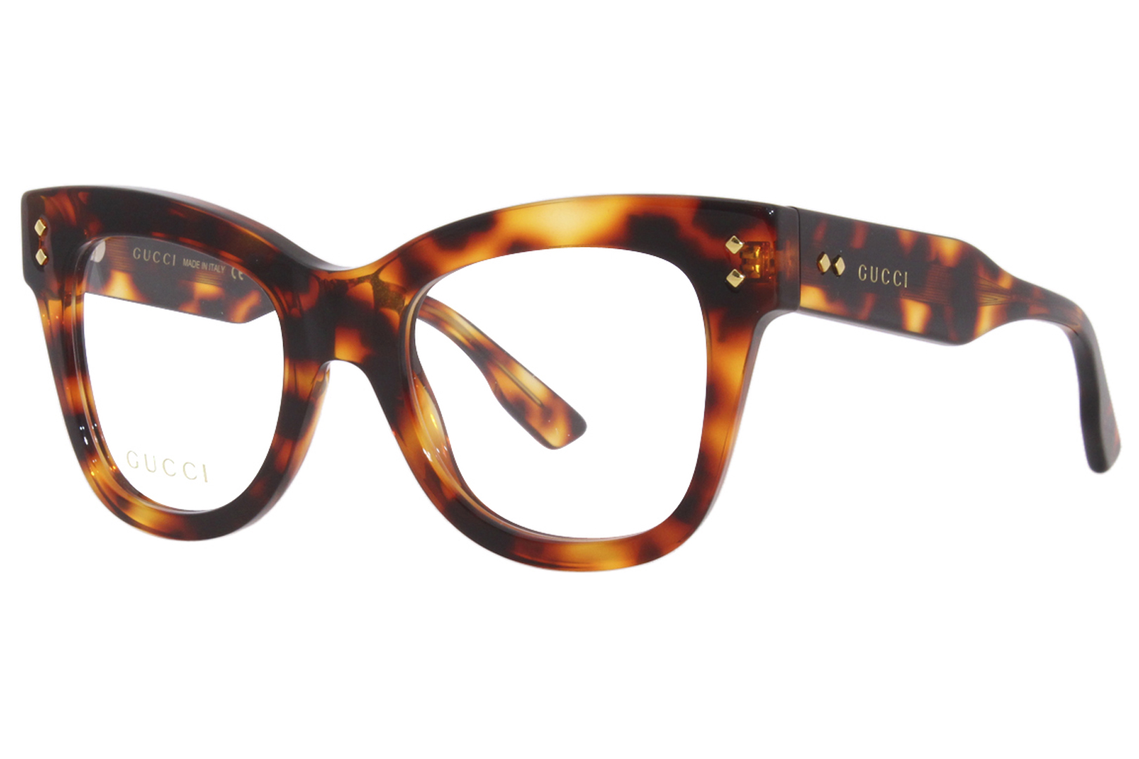 Gucci GG1082O 002 Eyeglasses Women's Havana Full Rim Cat Eye