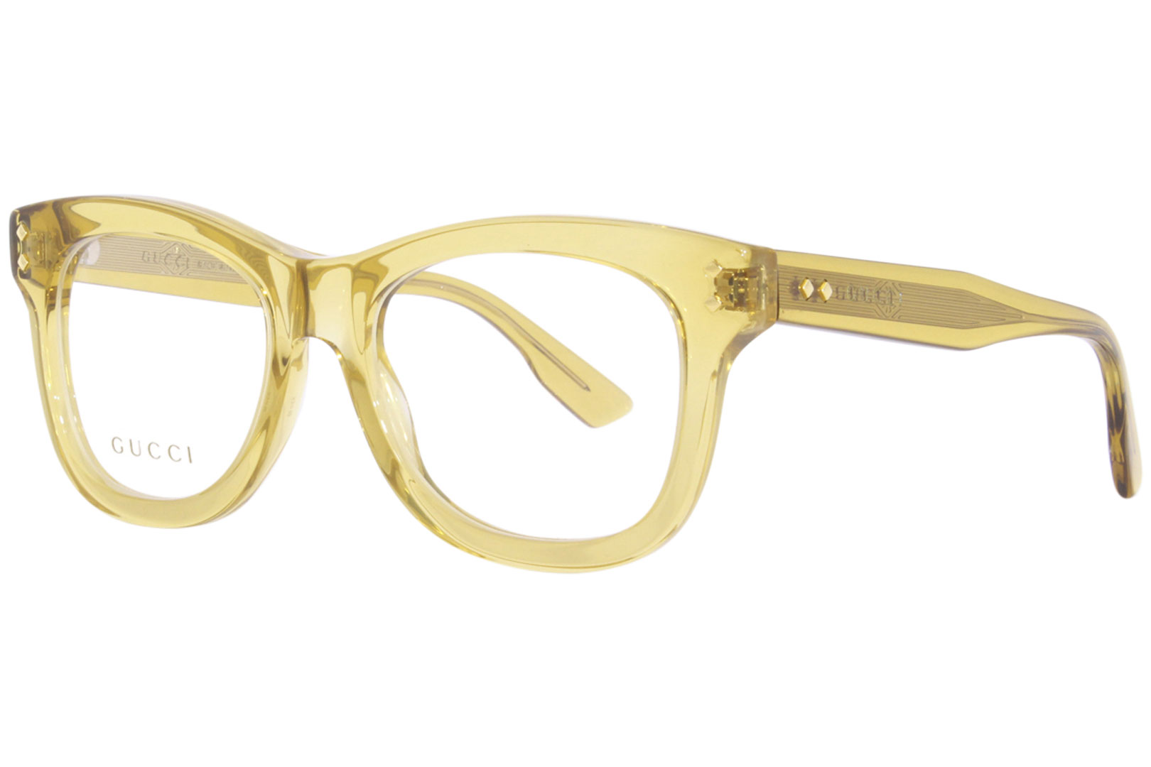 Gucci GG1086O 006 Eyeglasses Women's Yellow Full Rim Cat Eye 53-19-145 ...