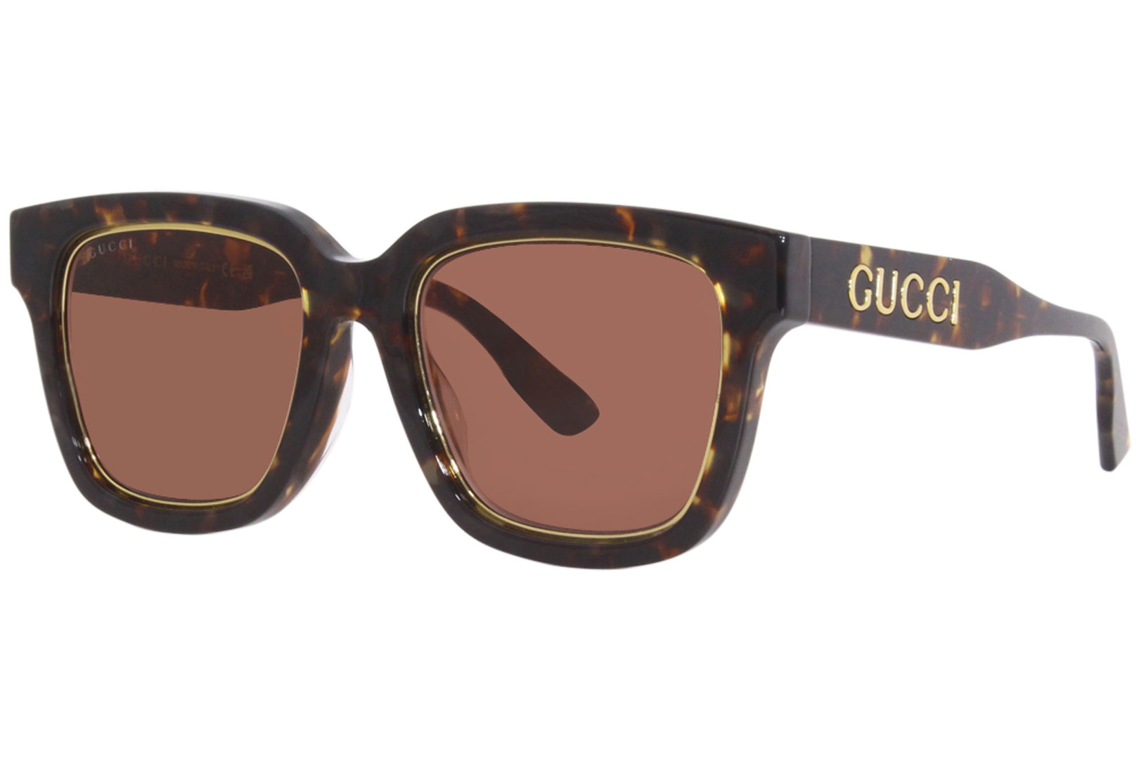 偉大な Gucci Square Havana/Brown Women's Sunglasses 002 GG1136SA 小物