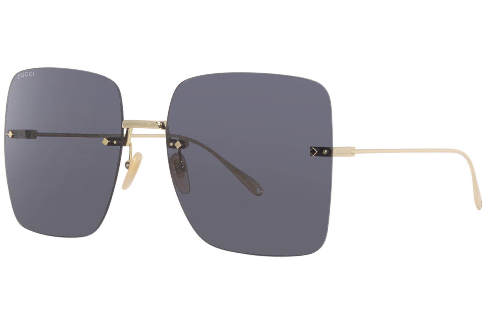 Yellow gold Half-rim square metal sunglasses | Gucci | MATCHES UK