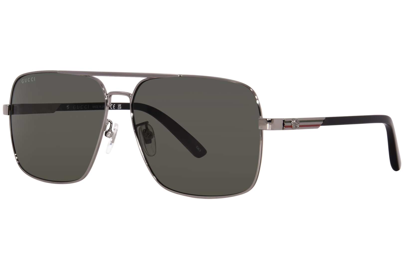 Gucci GG1289S 001 Sunglasses Men's Gunmetal/Black/Grey Pilot 62-14-145 ...