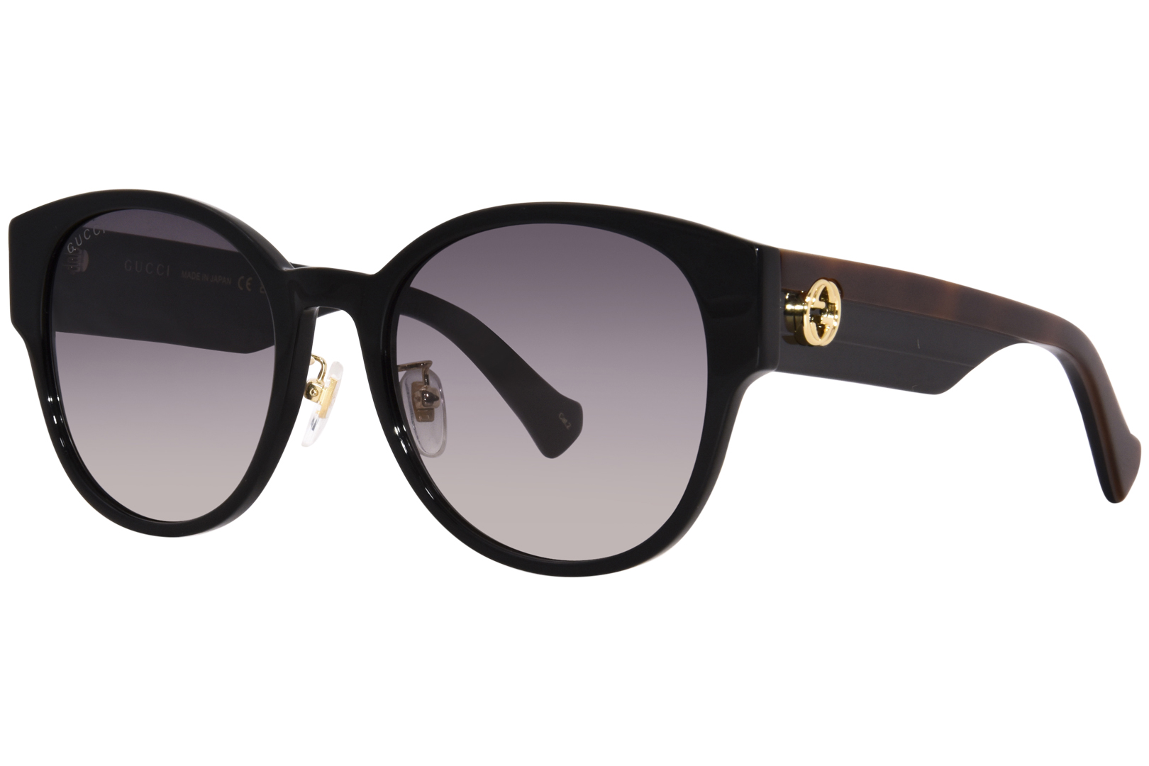 Gucci GG1304SK 001 Sunglasses Women's Black/Havana/Grey Gradient 56-20 ...