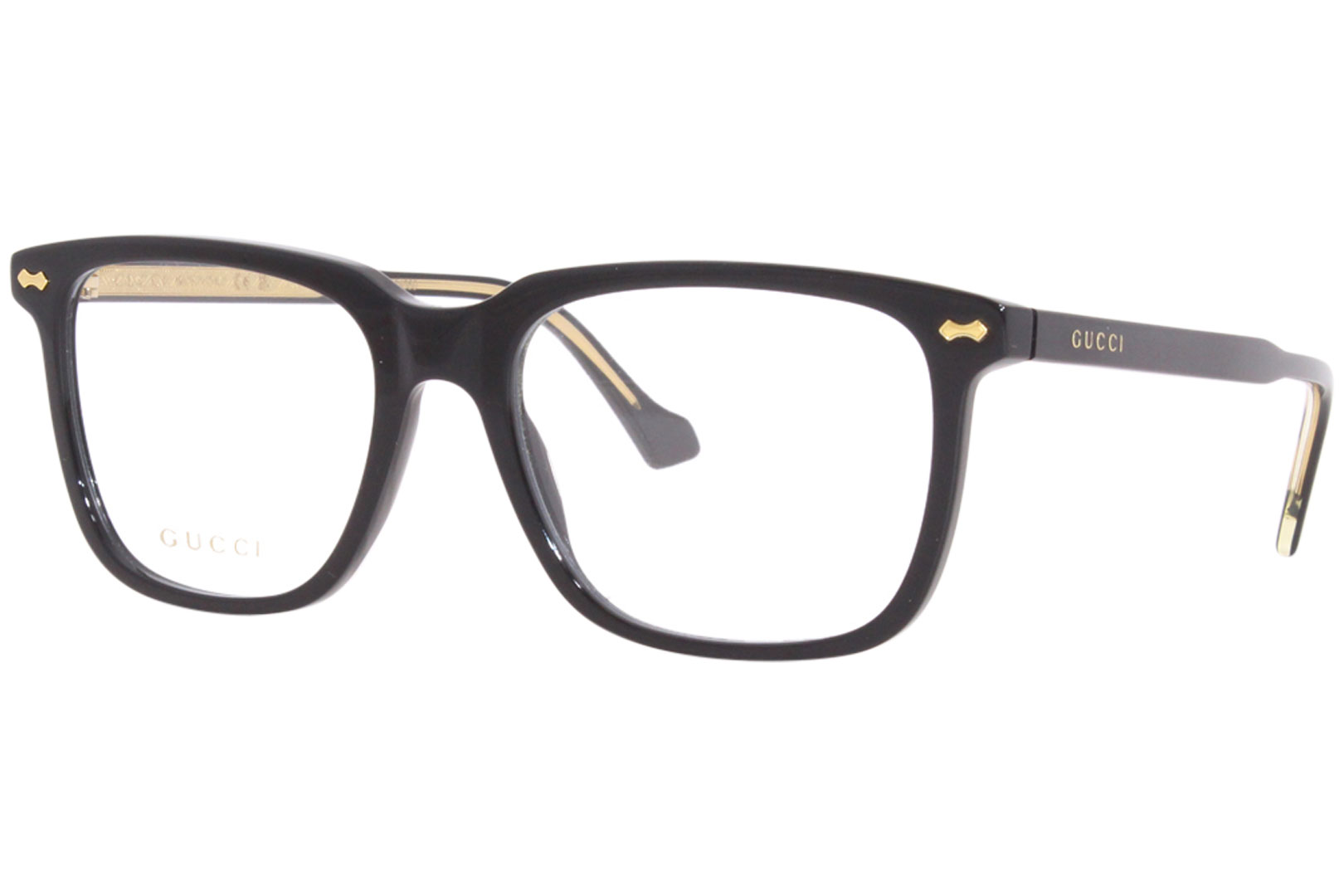 Gucci GG0737O 011 Eyeglasses Men's Black/Gold Full Rim Rectangle Shape ...