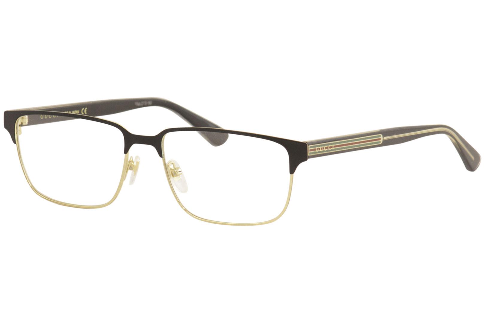Gucci Eyeglasses GG0383O 004 Black/Gold Full Rim Optical Frame 58mm |  