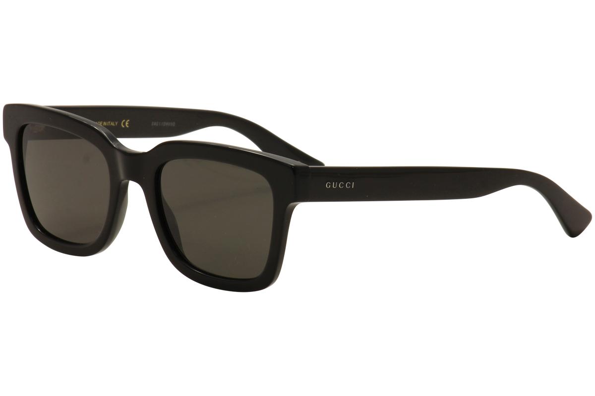 Gucci Men's GG0001S 001 Black/Silver Fashion Sunglasses 52mm 