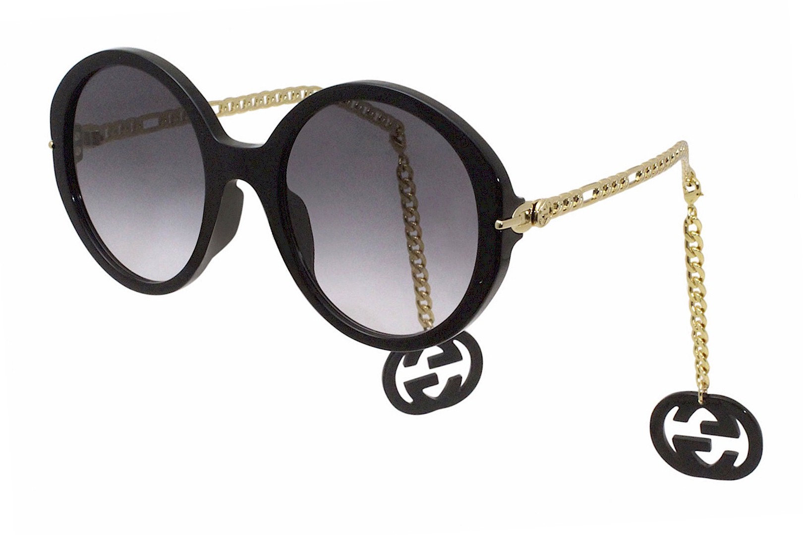 Gucci Sunglasses GG0726S 001 Black-Gold/Grey Gradient 56-23-135mm ...
