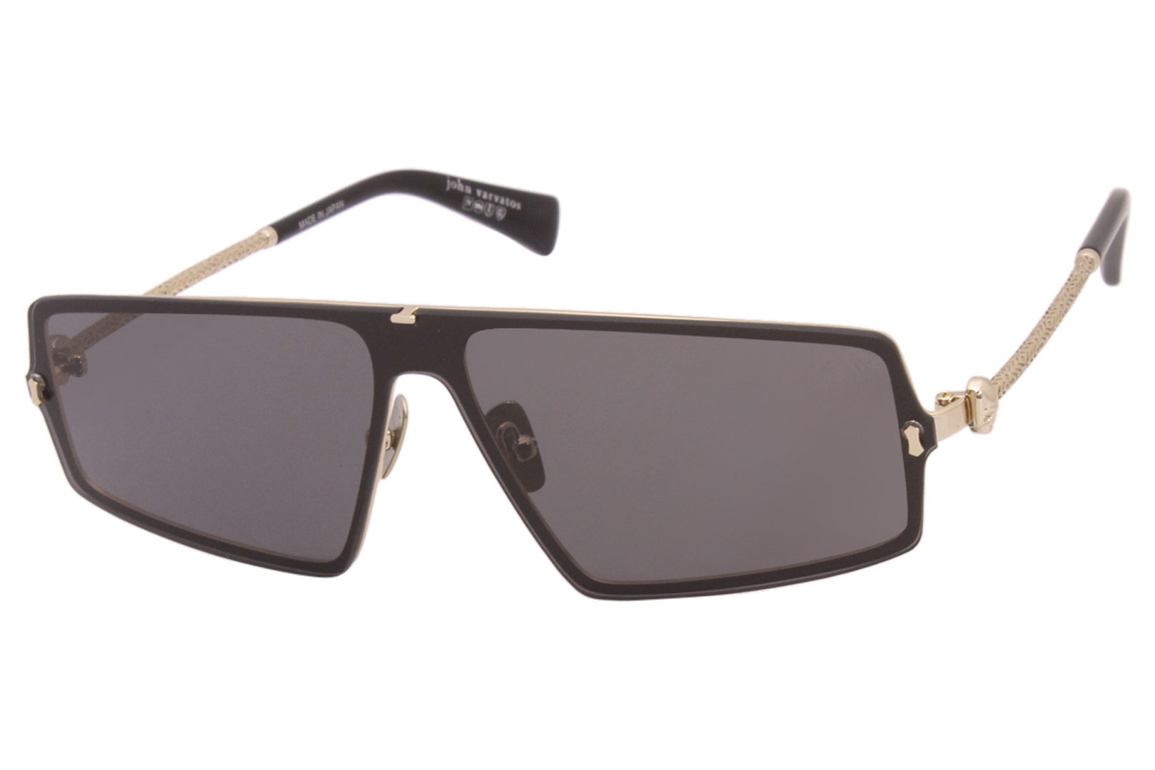 John Varvatos Sunglasses Men s V545 Gold Black Lenses 146 01 145mm