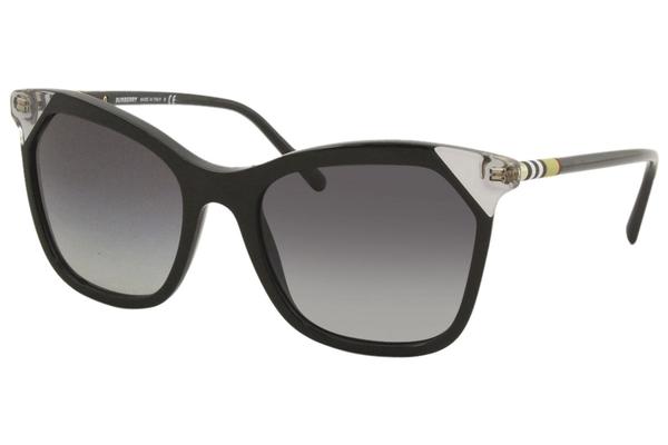 Burberry Women's BE4263 BE/4263 3845/8G Black/Transparent Grey Sunglasses  54mm 