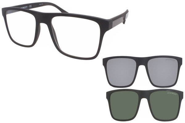 Emporio Armani EA 4160 Men's Sunglasses Black/Clear Black/Green Clip-On  55/18/145 : Amazon.de: Fashion