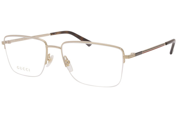  Gucci GG0834O Eyeglasses Men's Semi Rim Rectangular Optical Frame 