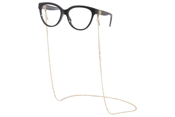  Gucci GG1024O Eyeglasses Frame Women's Full Rim Cat Eye With Gold Chain 