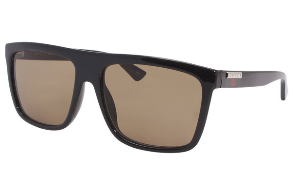 Gucci Gucci-Logo GG0748S 002 Men's Sunglasses Black/Brown Lens Rectangular  59mm 