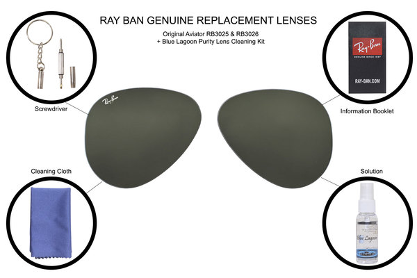 Ray Ban RB3025 RB3026 Sunglasses Replacement Lens Green G 15 Glass Sz 58