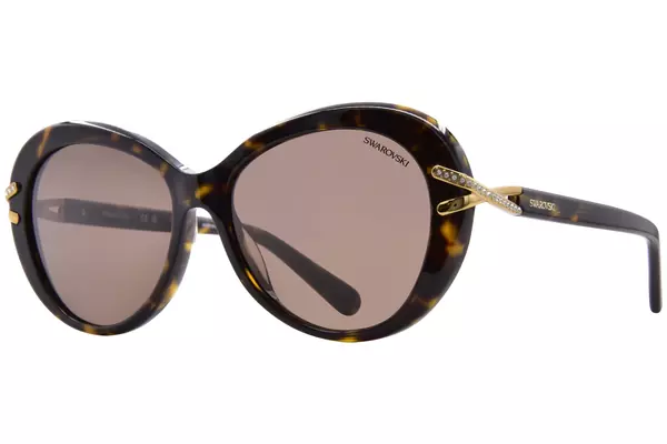 Swarovski SK6026 100273 Sunglasses Women's Havana/Dark Brown