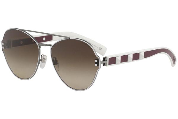 Valentino Womens VA2025 VA/2025 3046/13 Gunmetal/White Pilot Sunglasses 60mm