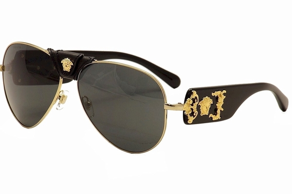 Versace 2150Q 2150 Q Medusa Logo Fashion Genuine Leather Pilot Sunglasses