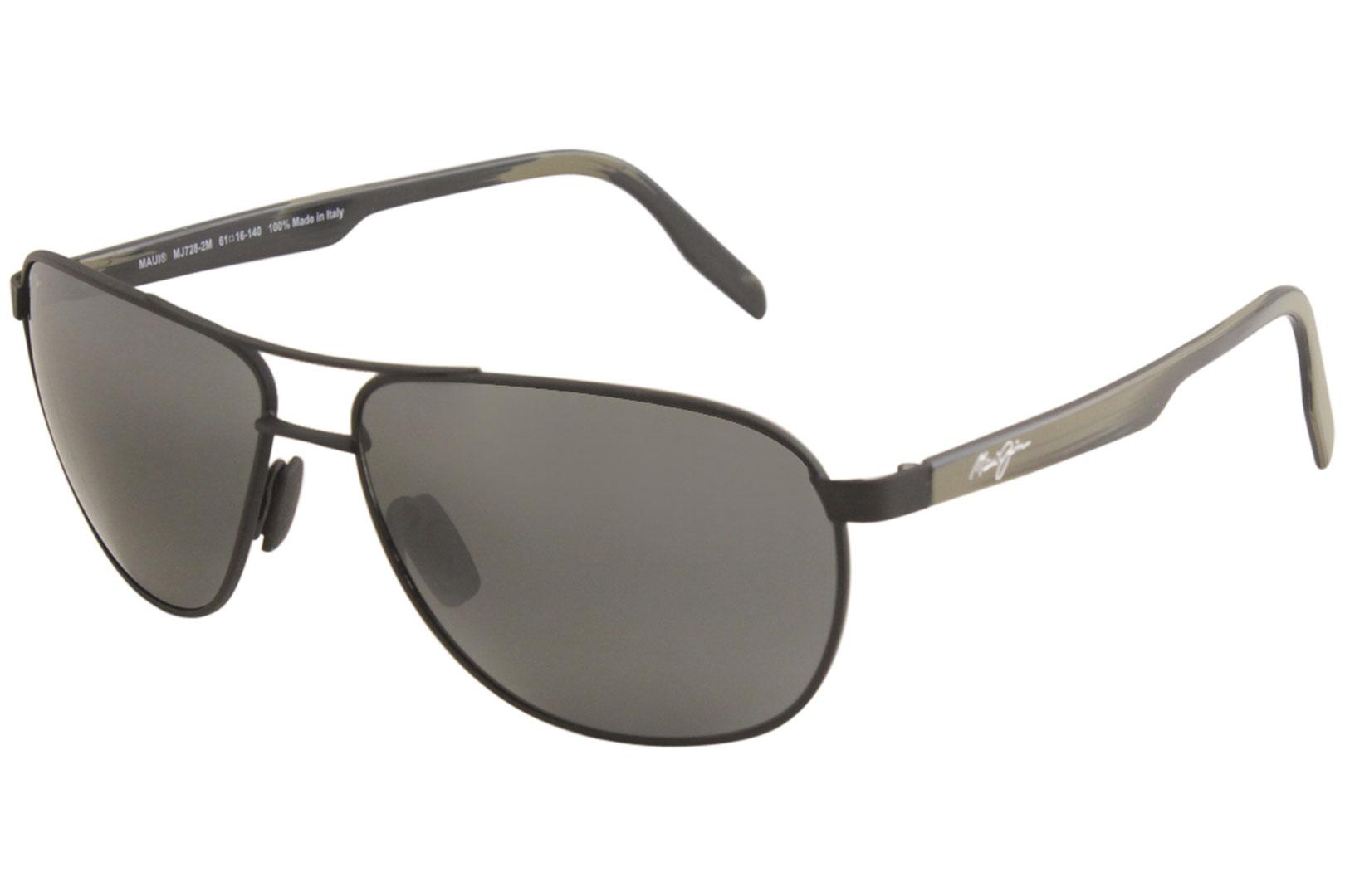 Maui Jim Castles MJ728 MJ/728 2M Matte Black Pilot Polarized