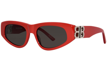 Balenciaga BB0095S 016 Sunglasses Women's Red/Silver/Grey