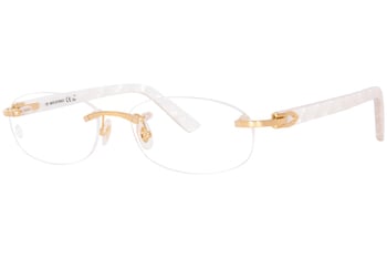 小物 CTHY HIGH-END VINTAGE EYEWARE CROWNPANTO Cartier CT0056O 002 Eyeglasses Gold/White Rimless Oval Shape