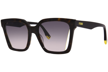 Women's Fendi Plastic Cat Eye Sunglasses - Beige / Black / Clear - GBNY