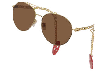 Gucci GG0725S Sunglasses Women's Fashion Pilot Removable Heart Chain Earrings