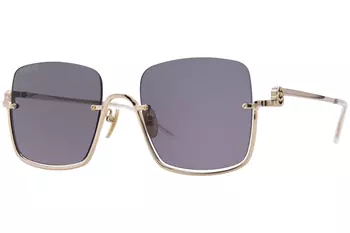 Gucci GG1434S 001 Sunglasses Women's Gold/Grey Rectangle
