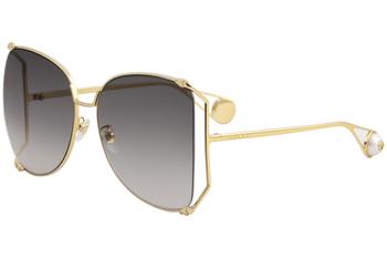 Gucci Sensual-Romantic GG0252S 004 Sunglasses Women's Gold/Pink Lenses 63mm