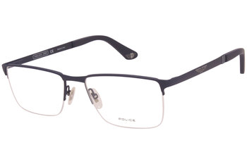 Police VPLA59 Eyeglasses Men's Semi Rim Rectangular Optical Frame